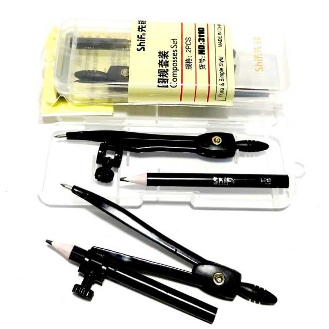 

First Order Harga Grosir 1Dus 12pcs Jangka Besi Hitam Anti karat Plus isi Pensil No31137