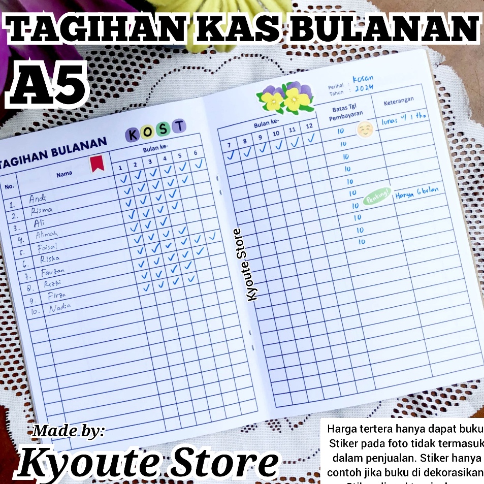 

Serba Mutu Buku Kas Tagihan Bulanan Tahunan Peserta A5 Kyoute Monthly Yearly Bills Tracker Book Simple General
