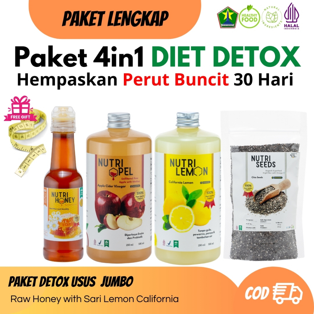 

Paket 4in1 Jumbo - Madu Raw Honey Sari Lemon Murni Cuka Apel Original Black Chiaseed