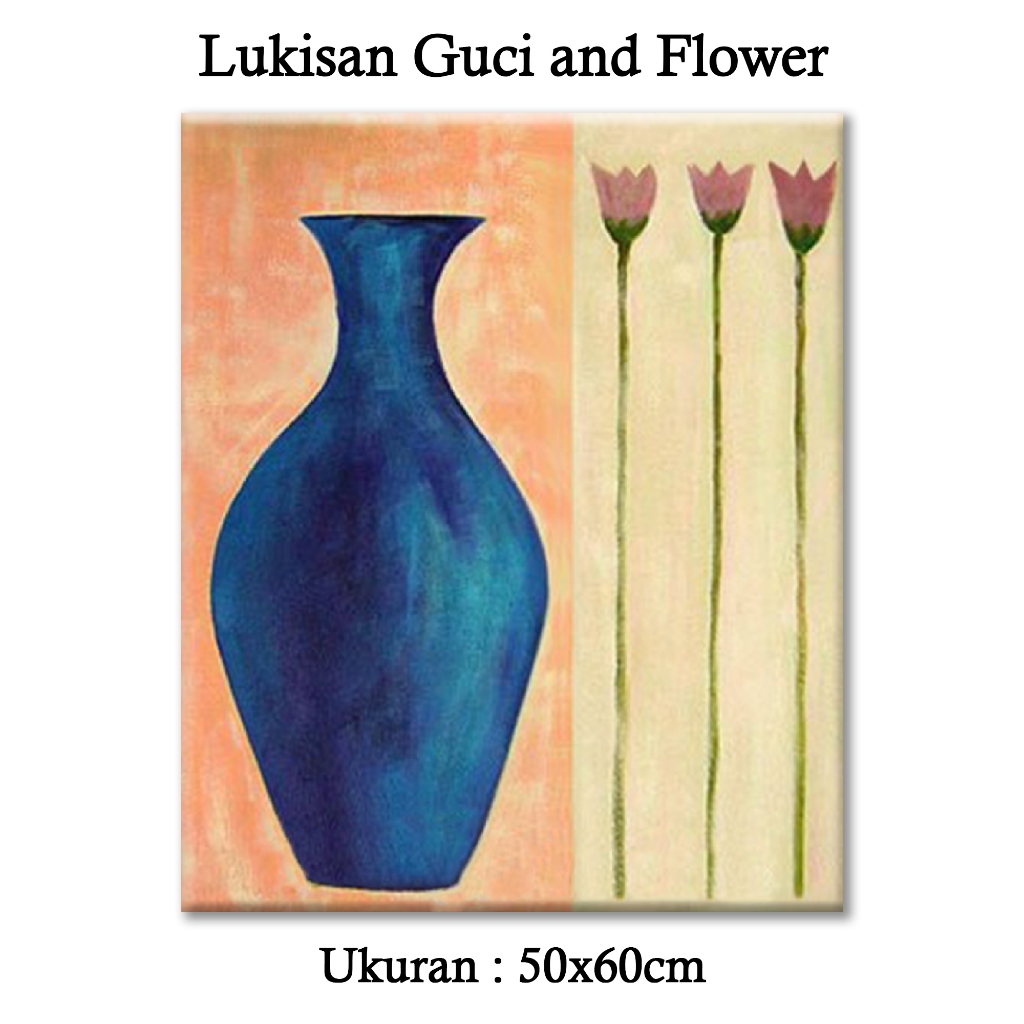 Lukisan Guci and Flower Hiasan Dinding