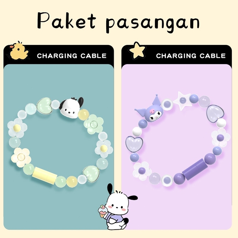 <Ready>Kabel data Sanrio Kabel pengisi daya gelang portabel Android dan Apple,Lightning&Type-C