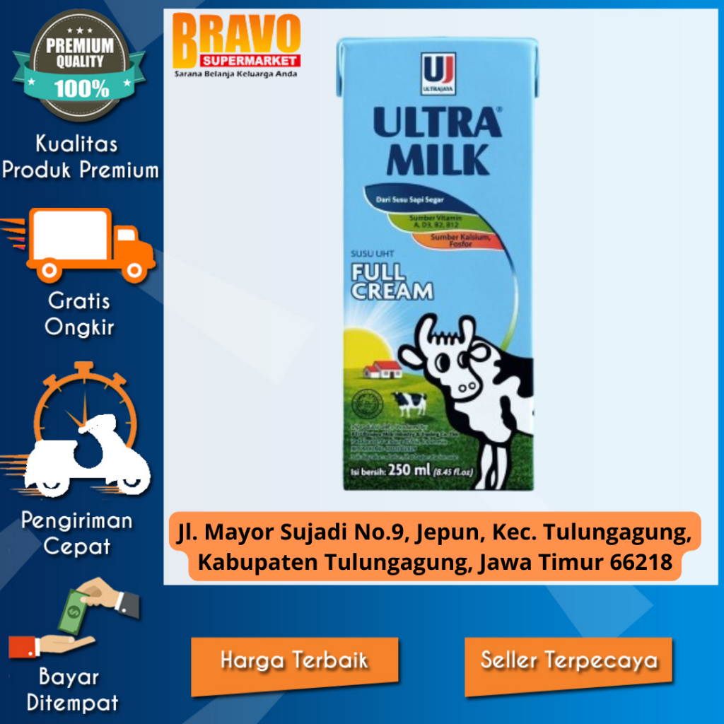 

Bravo Supermarket Tulungagung -Ultra Milk UHT Plain 250ml