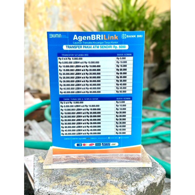 

BISA CUSTOM AKRILIK MEJA TEBAL 15x20CM TARIF AGEN BRILINK BRI AGEN BANK