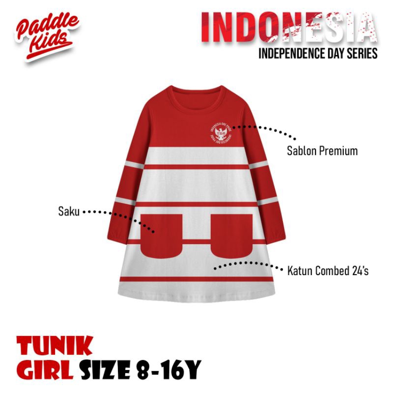 outfit tunik anak motif garuda merah putih  kemerdekaan indonesia merah putih navy 6-15tahun dress 1