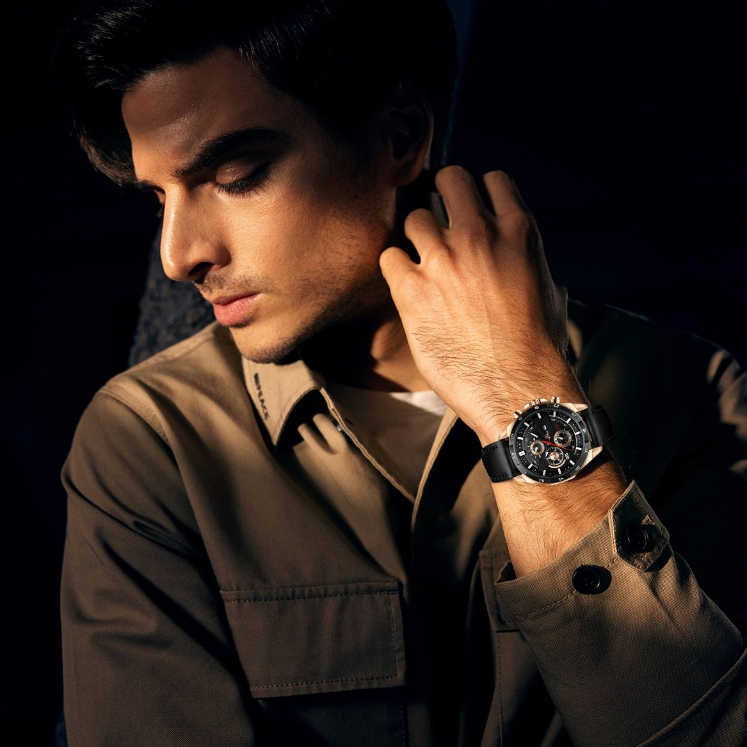 VAVAVOOM 216 Jam Tangan Pria Kulit Stainless Steel Analog Quartz Original Tahan Air Watch + Kotak Gratis-2