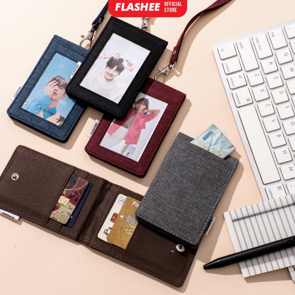 

KODE B57N Flashee Lanyard Kanvas Dompet Kancing ID Card Holder Oswald Lanyard Kanvas Name Tag Kanvas Kain Kanvas Tebal