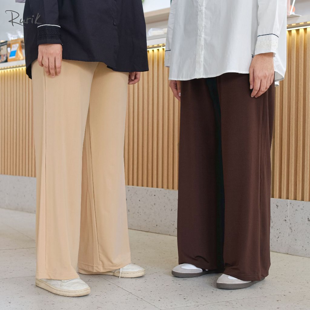 Celana Panjang Kulot Plisket Loose Highwaist Kasual Motif Tie Dye Ice Silk Fashion Korea