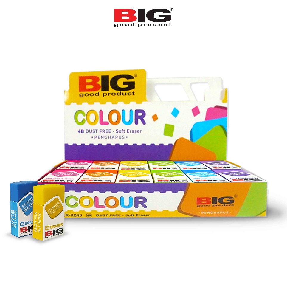 

KODE O23E 24 Pcs BIG Penghapus Eraser Pensil Warna Warni Besar Dust Free ER9243