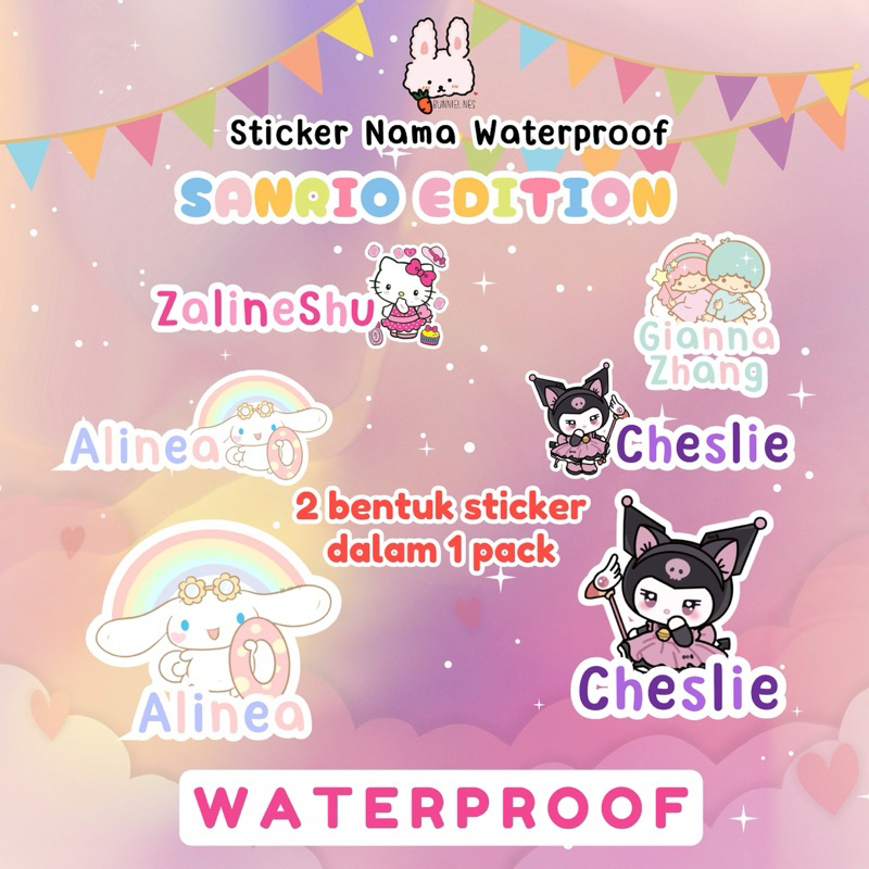 

stiker nama anak / sanrio edition / stiker nama anak waterproof
