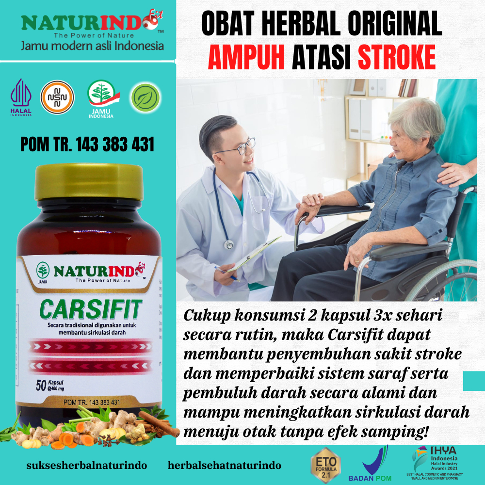 Obat Stroke Ringan Berat Gejala Struk Strok Mati Sebelah Carsifit Naturindofit