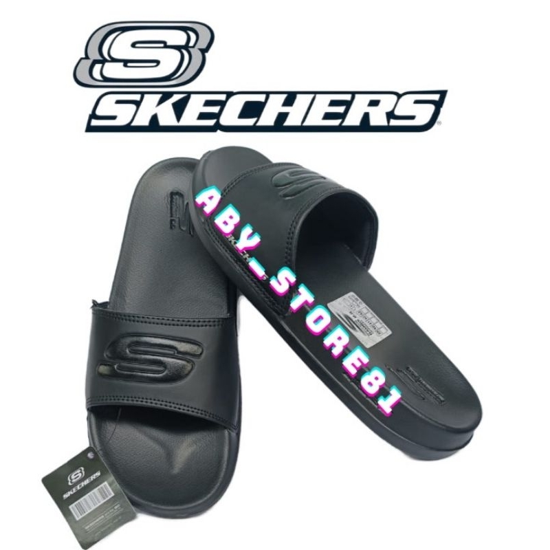 Sendal Slide On Pria Skechers Full Black Size 39-43