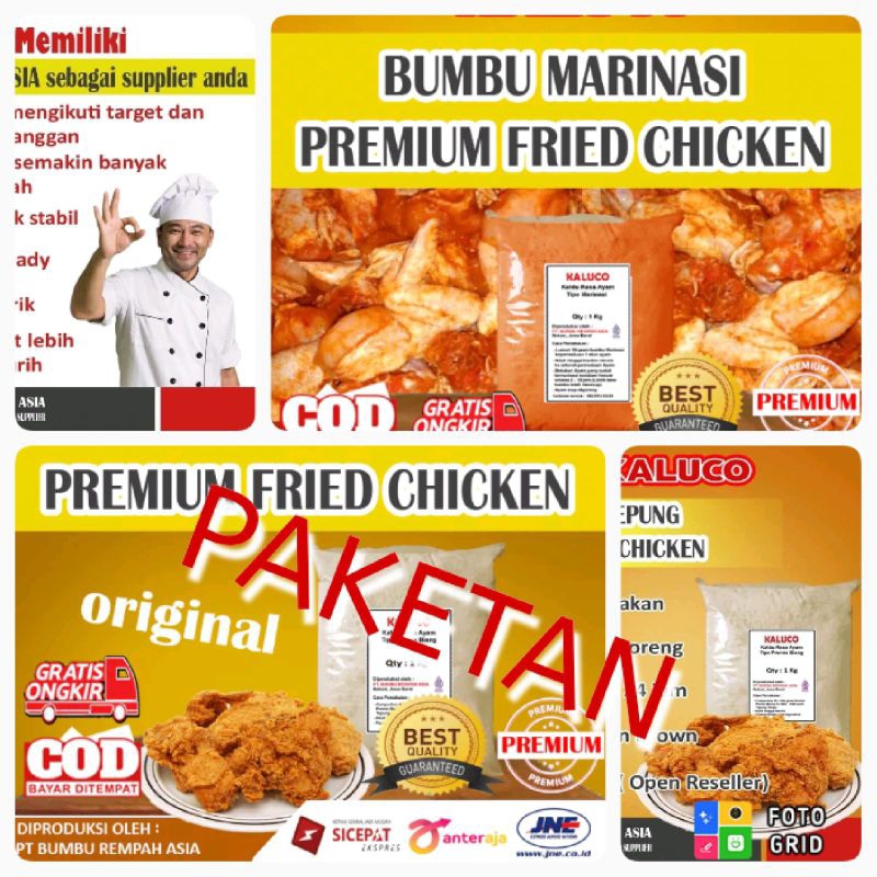 

Tersedia juga PAKETANBiang Tepung Kentucky 100gr + Bumbu Marinasi 100gr