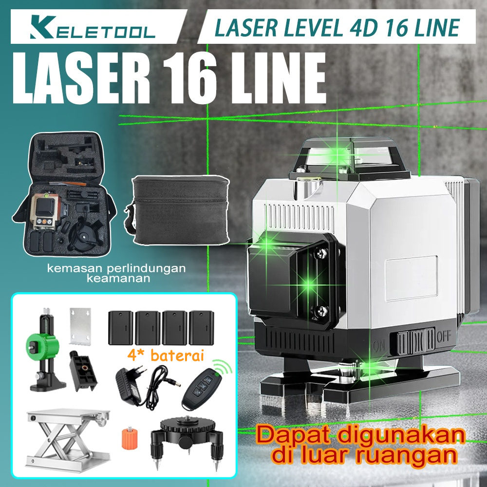 Keletool 4D 16 line Laser level bangunan waterpass Mesin Alat elevasi Leser meter laser Siku laser u