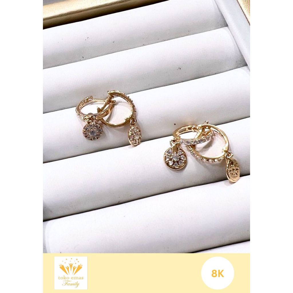 Anting Emas Kadar 375 (8K) Model Donat Jepit Berat 1 - 2 Gram an