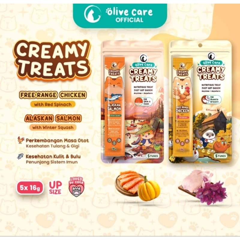 Olive Care Creamy Treats (5pcs) Snack Kucing Premium Cat Treat Camilan