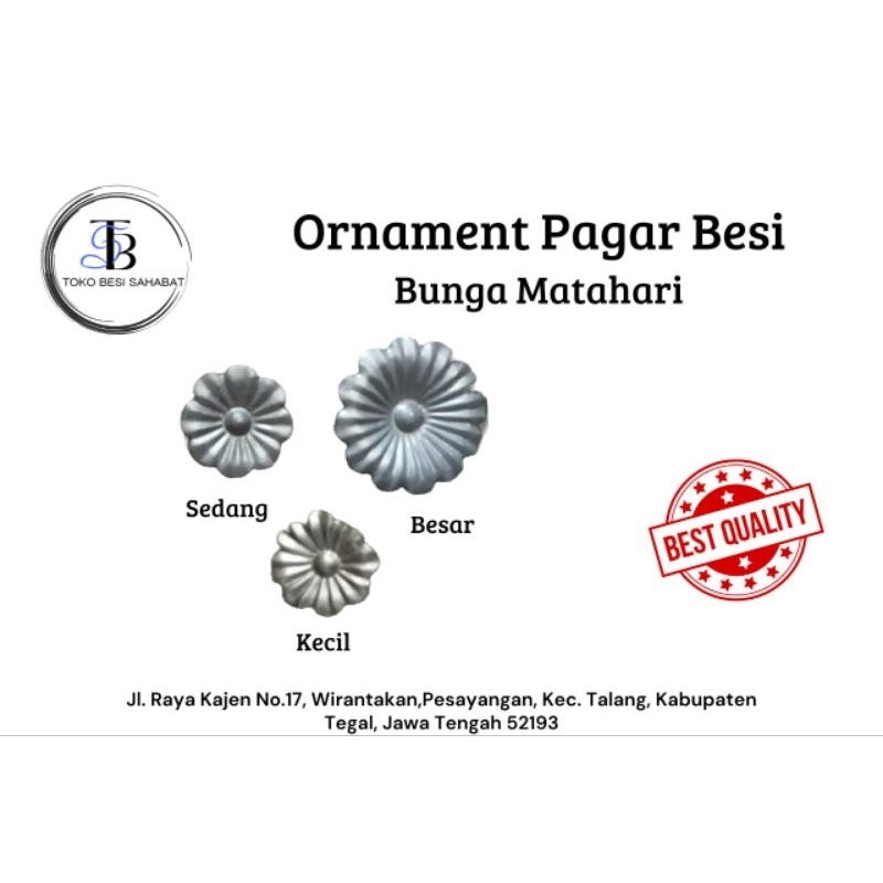 Bunga matahari besi plat ornamen tralis pagar besi tempa