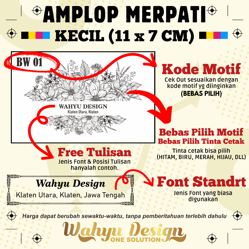 

Amplop MERPATI Kecil (11 x 7 cm) - 1 WARNA - FREE CETAK TULISAN