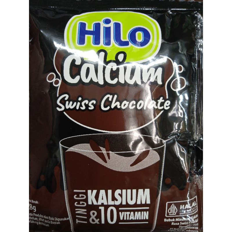 

susu hilo hi-calsium rasa swiss chocolate 28gr per renceng isi 10 sachet