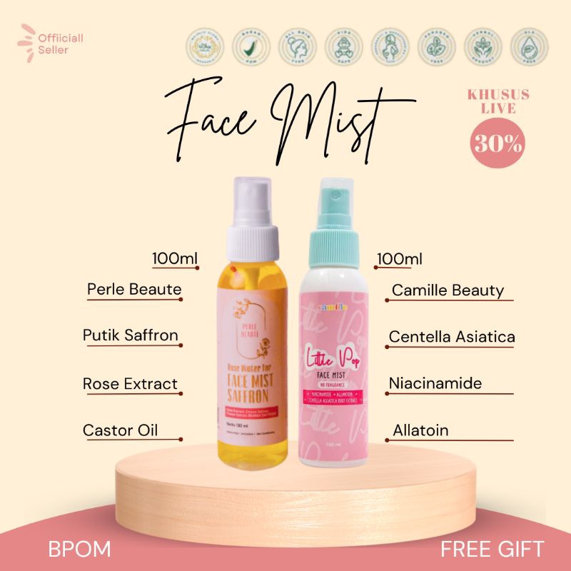 [DISTRI RESMI] BPOM FACEMIST SAFFRON PB PEARLBEAUTYS 100ml | FACE MIST LITTLE POP CAMILLE BEAUTE 100