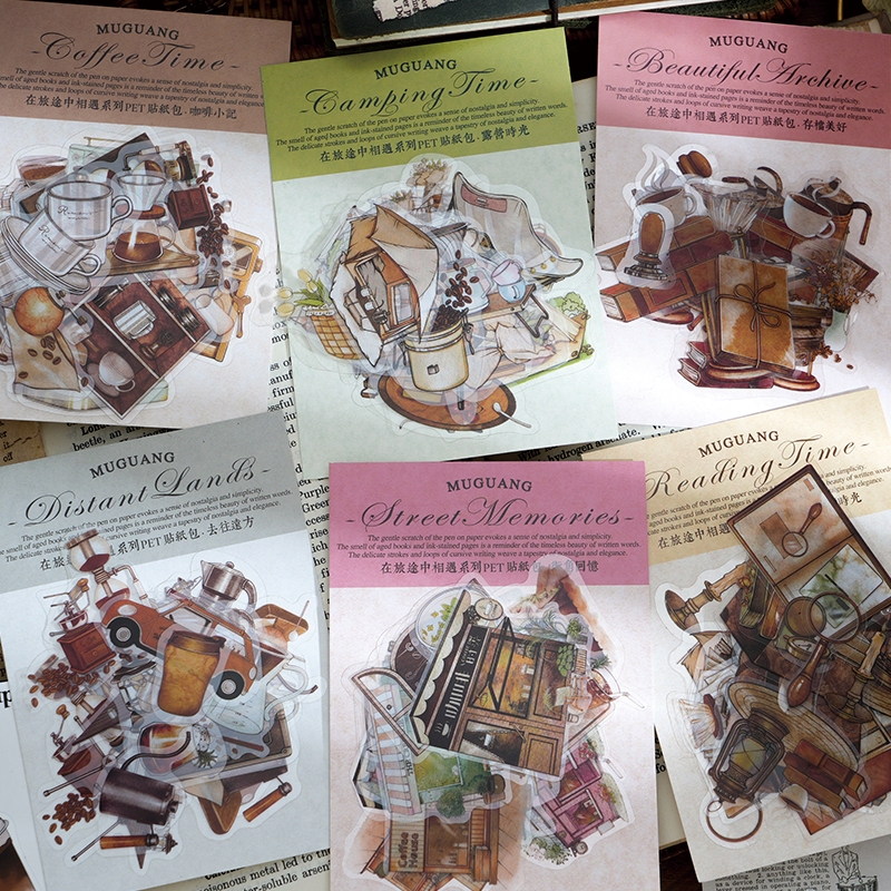 

30pcs Stiker PET Seri Pertemuan Di Jalan Dekorasi Buku Pegangan Retro Sederhana Stiker Perekat Diy Journal Scrapbook