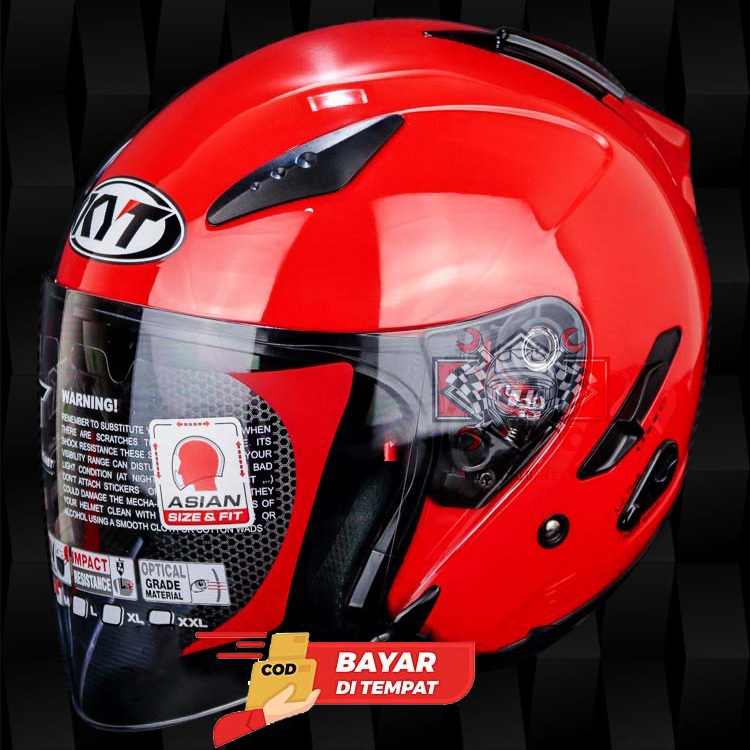 HELM KYT GALAXY SLIDE FLAT R SOLID FIRE RED - DOUBLE VISOR