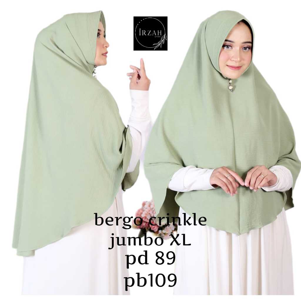 TERLARIS bergo crinkle pet busa antem XL jilbab cringkle jumbo hijab oval jumbo crinkle airflow