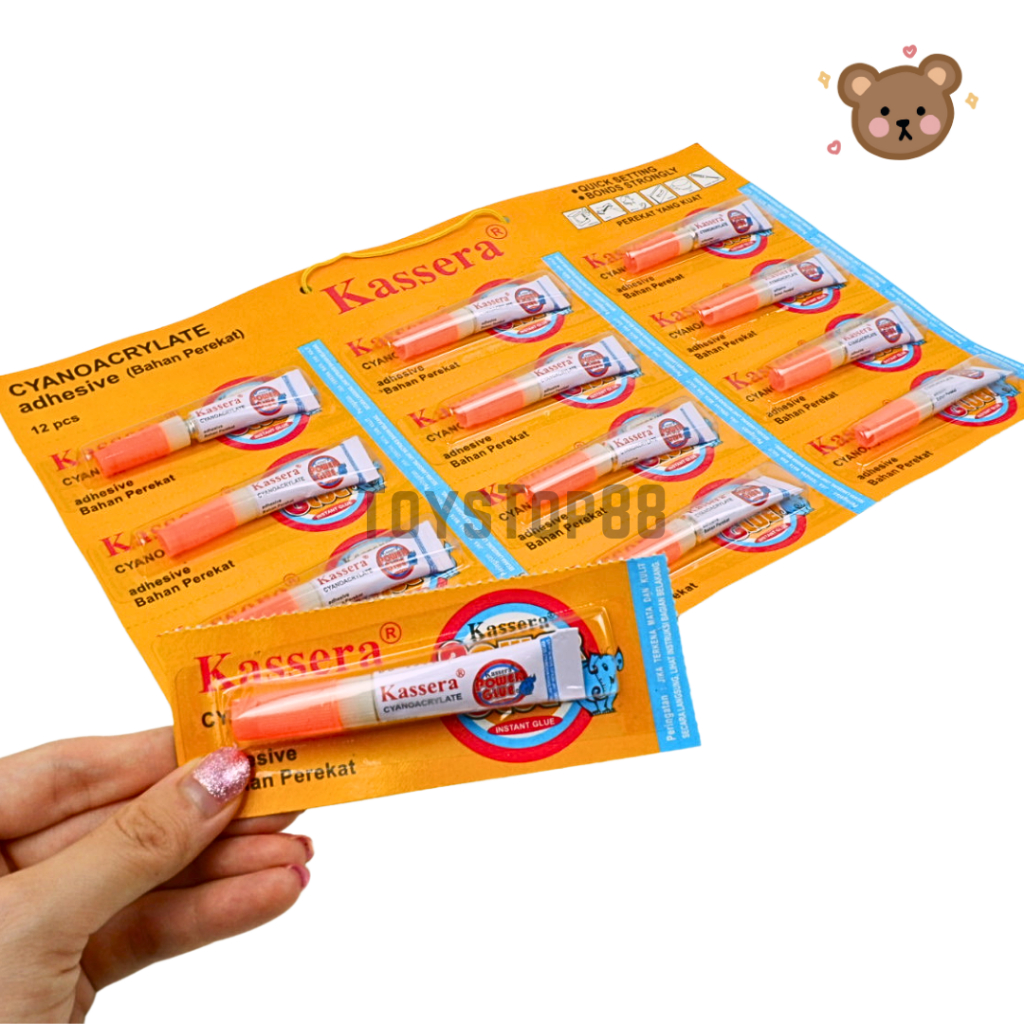 

Lem Power Glue Kassera / Lem Cair Super Glue Kasera / Lem Instant Serbaguna Bentuk Tube Renceng