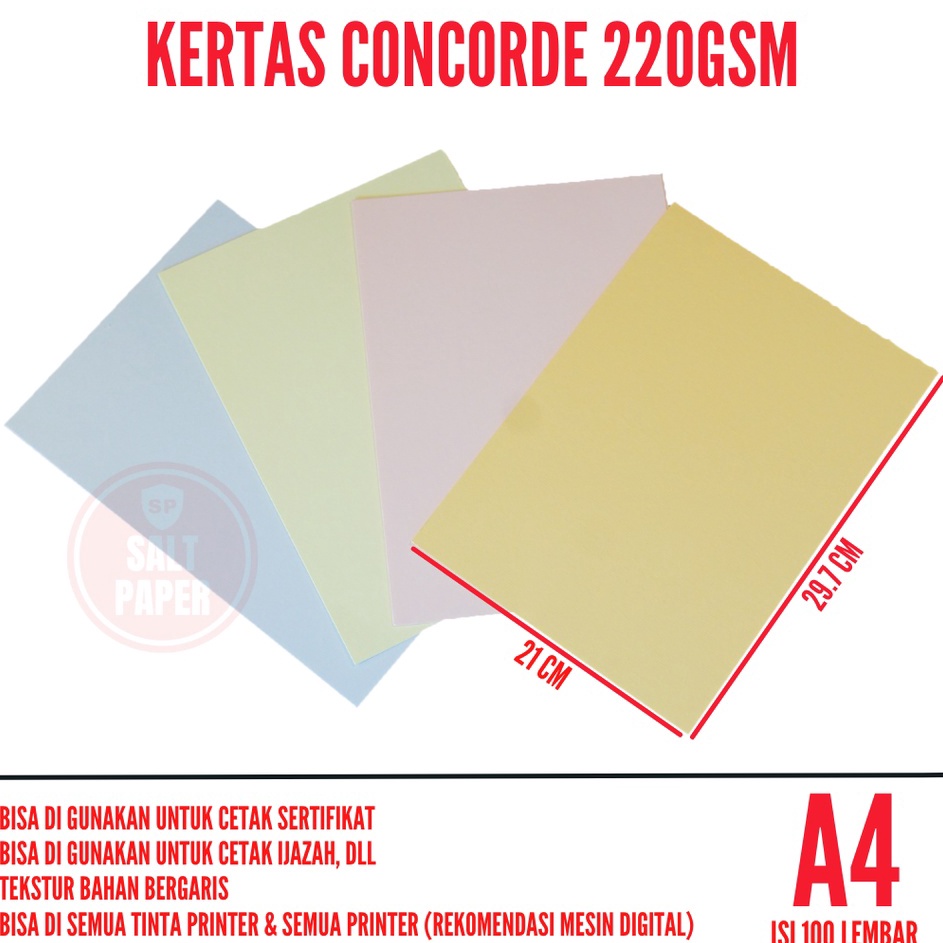 

Paket Terkini Kertas Concorde A4 22 gr isi 1 lembar Kertas Concorde 22 gr Kertas Sertifikat A4