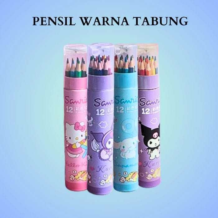 

⭐[COD]✔ PENSIL WARNA PANJANG TABUNG SANRIO ( 1TABUNG/12PCS )
