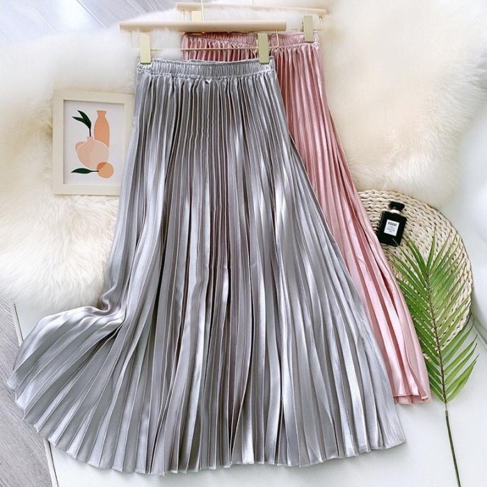Rok plisket bludru mewah/ hight waist pleated midi 7/8 skirt/Rok plisket velvet Rok payung beludru