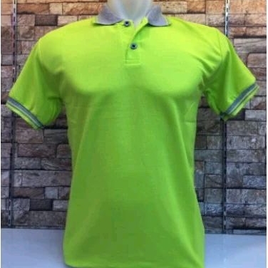 Polo shirt Hijau stabilo / kaos kerah Abu/ kaos polo pendek / kaos hijau stabilo