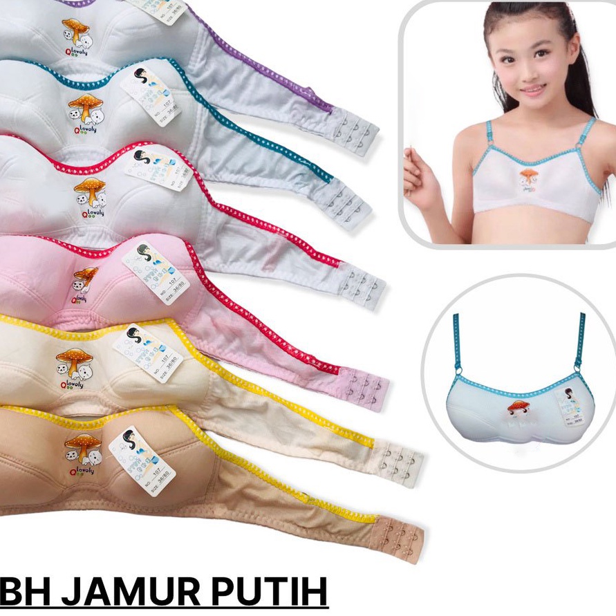 Ready Stok IL  BRA ABG Remaja  BH Jamur Putih  Miniset Anak Step 2 kait 2  Murah Busa Tipis  Belajar