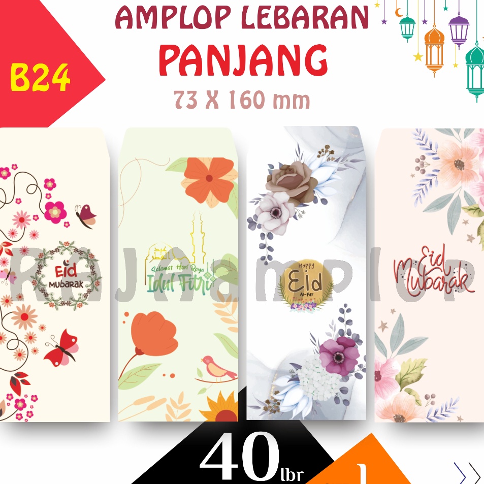 

Serba Menarik Raja Amplop Paket 4 lbr 4 motif FLORAL Angpao Lebaran Idul Fitri Besar Panjang