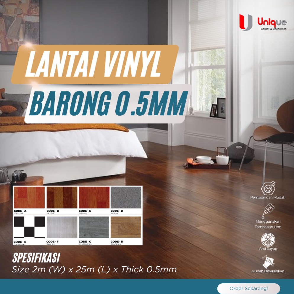 Recomended Karpet Vinyl Barong Tebal 5mm  Motif Kayu  Motif Catur  Motif Pasir