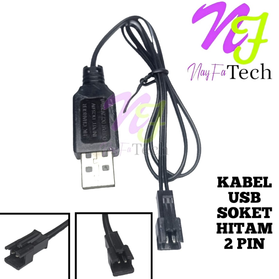 Free Ongkir Kabel Cas Mobil RC Model USB Panjang Kabel 5Cm Soket Hitam 2Pin