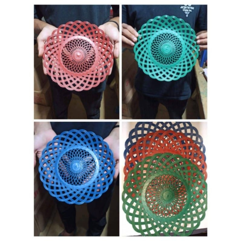 piring rotan warna-warni