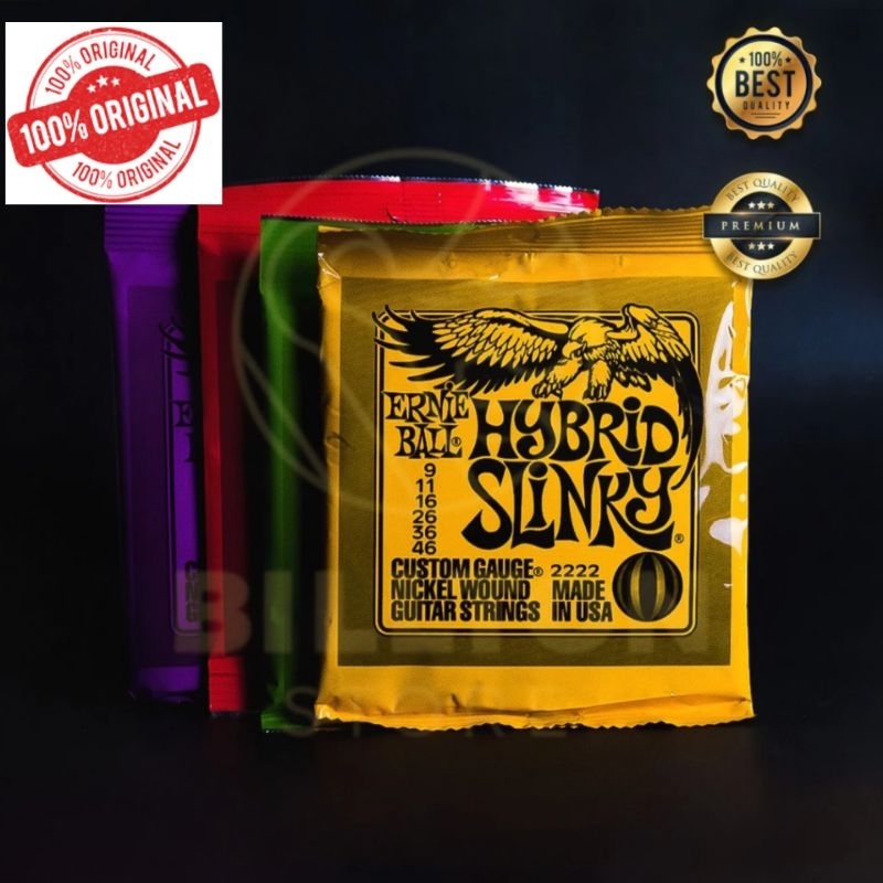 1 SET SENAR GITAR ELEKTRIK ERNIE BALL MURAH UKURAN 0.09 & 0.10 GRATIS PICK GITAR