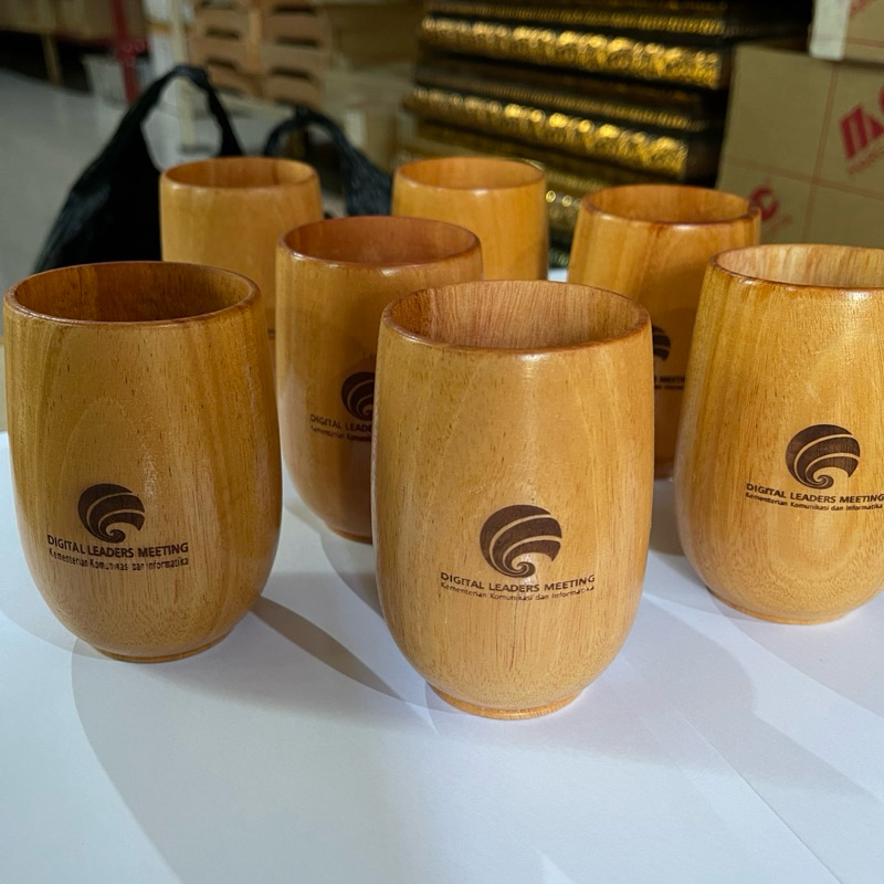 Gelas Kayu Custom Order (Paket Kerajinan Kayu Hampers)