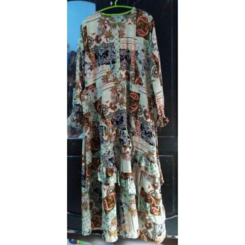 Preloved GAMIS BATIK Rok Rempel bahan Monalisa