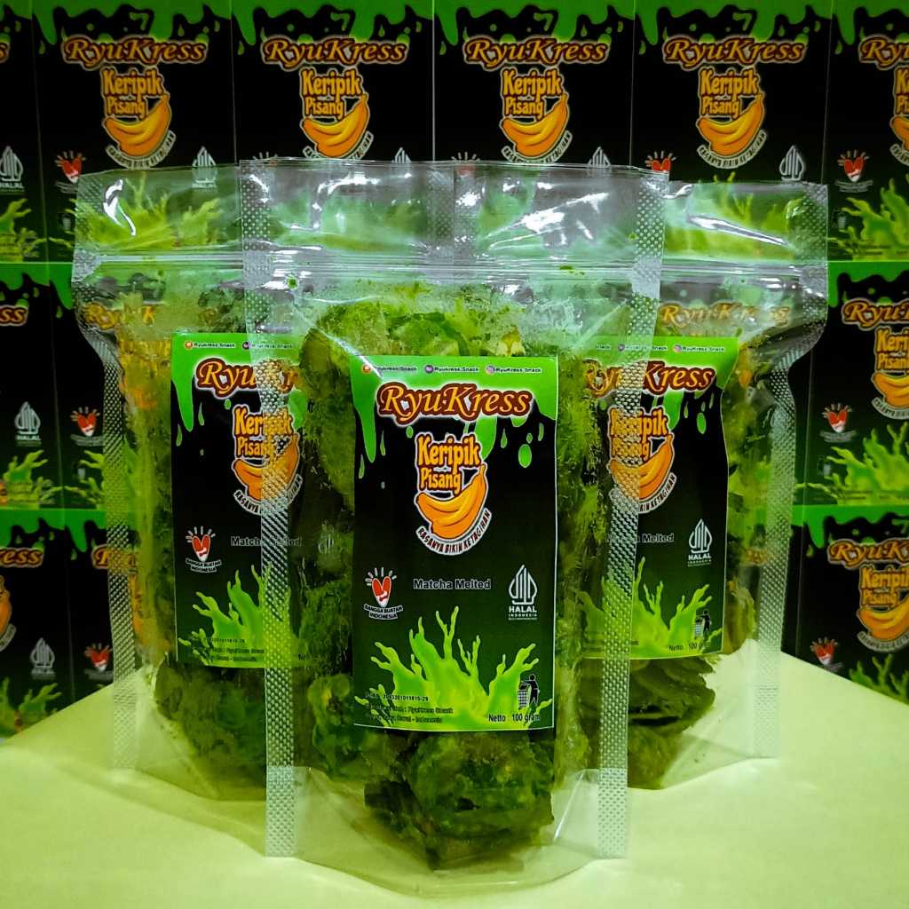 

Keripik Pisang Macha Lumer Banana Matcha Melted Kemasan Pouch