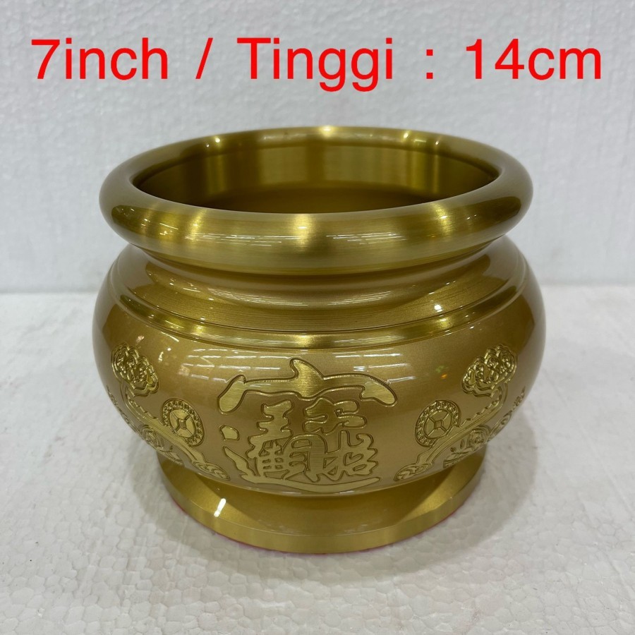 Hio lo / hiolo / hiu lo / tempat hio - kuningan Taiwan - cao cai - 7 inch - l24