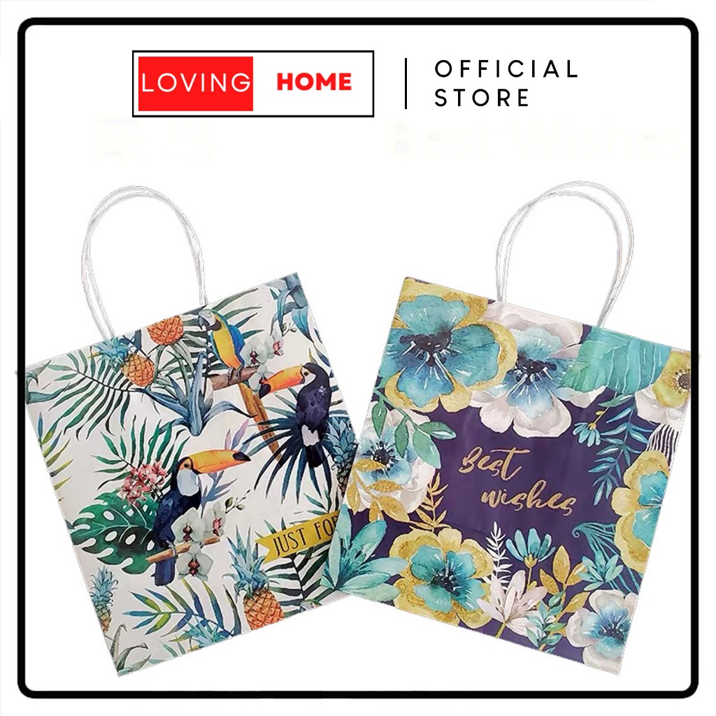 

LOVING HOME - Paper Bag Kantong Gift Best Wish Floral Motif Vintage Premium