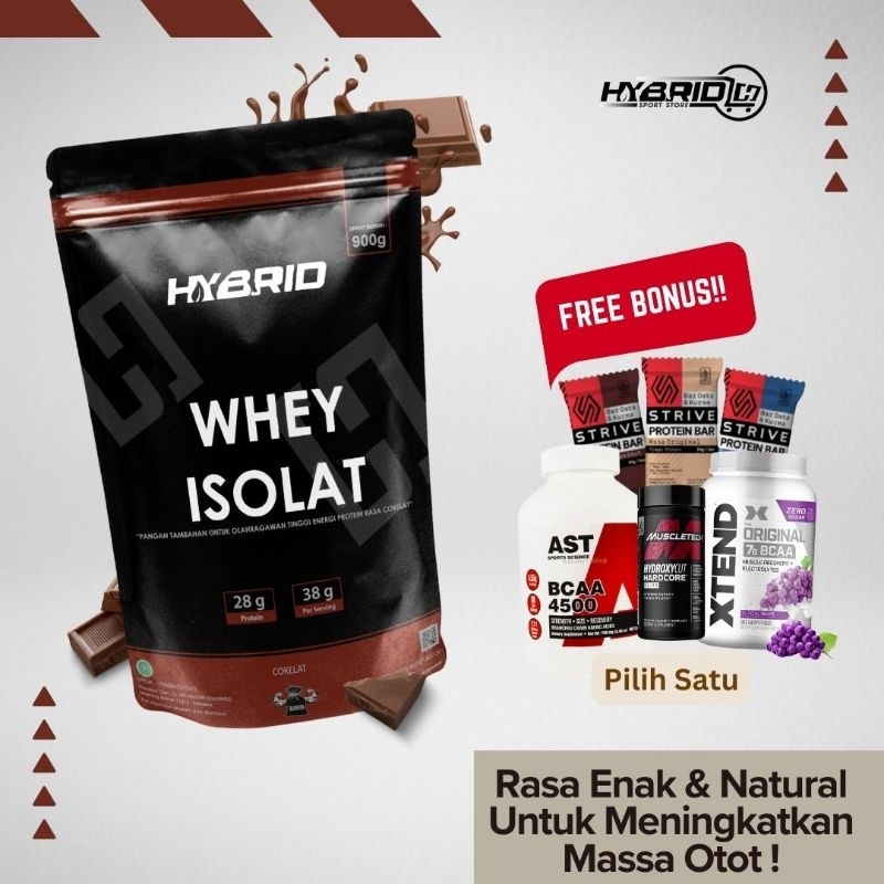 

HYBRID WHEY ISOLATE 2 lbs (900 gram) Cokelat/Cappucino Suplemen fitness olahraga gym-Free BCAA