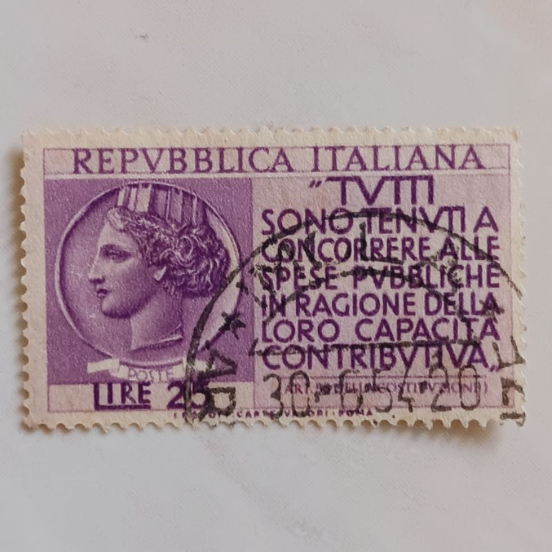 

(AD) Perangko Italia 1954 Encouragement to Taxpayers 25 lira Used