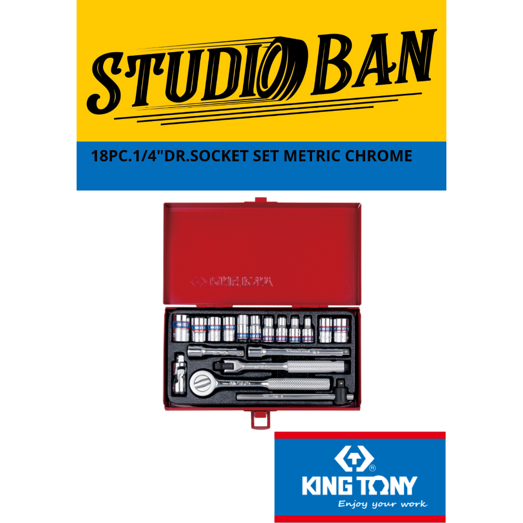 Kunci Sok Set 18pcs 1/4" - King Tony DR. Socket Wrench Set 2518MR