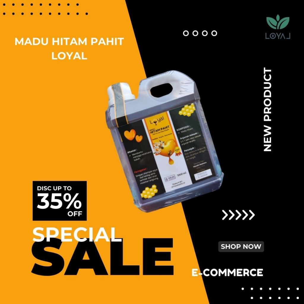 

Madu Hitam Pahit Loyal 1kg - Madu Hitam Pahit Premium plus Sambiloto - Propolis - Daun Insulin Asli