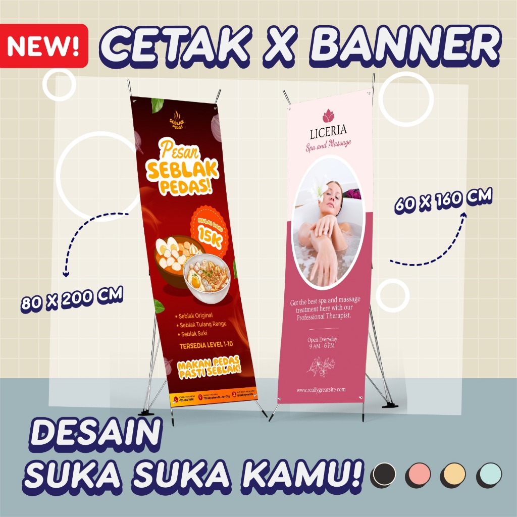 Cetak X Banner Custom Standing Banner Jualan Makanan | Ulang Tahun Anak | Wisuda | Pernikahan