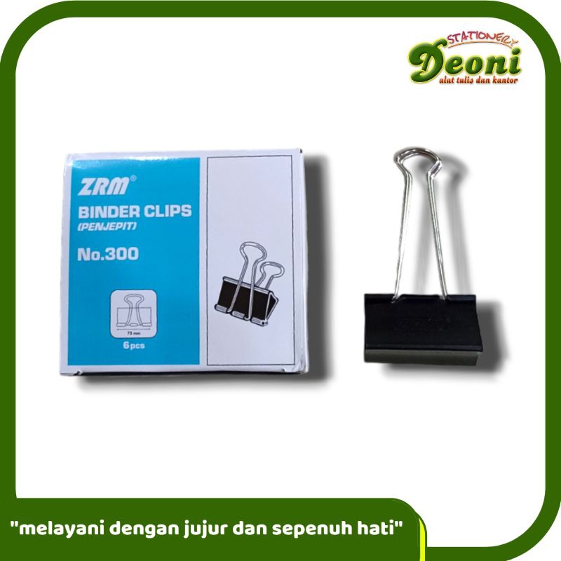 

ZRM Binder Clip / Klip / Penjepit Kertas No. 300 ( 1 Kotak / 6 Pcs )
