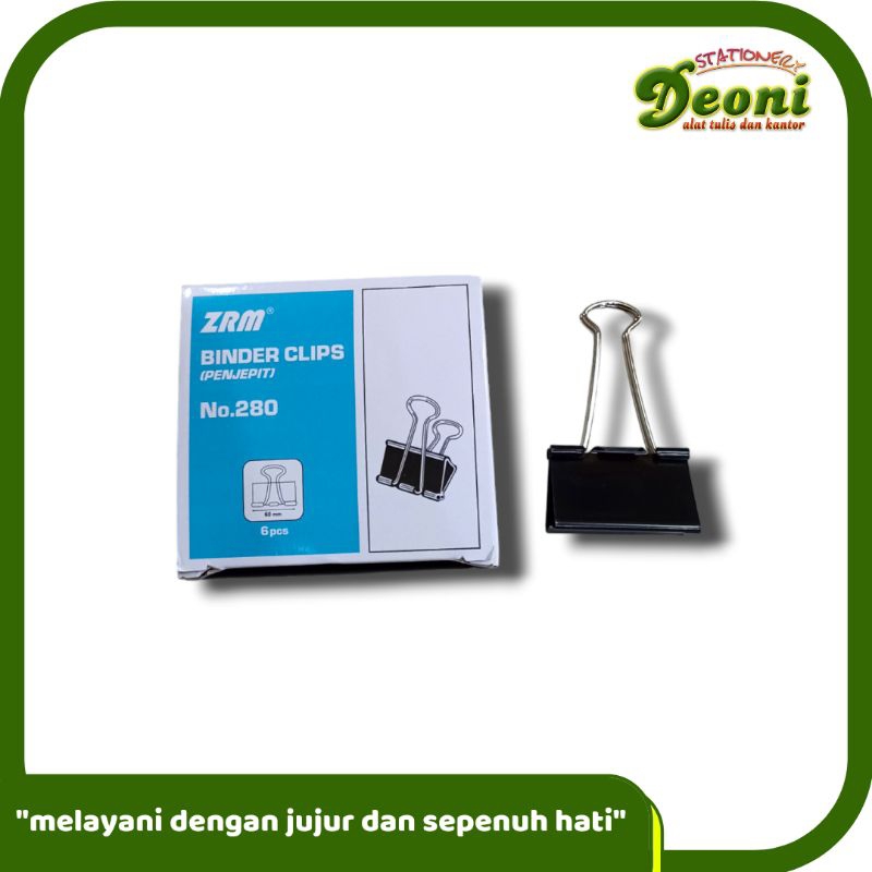 

ZRM Binder Clip / Klip / Penjepit Kertas No. 280 ( 1 Kotak / 6 Pcs )