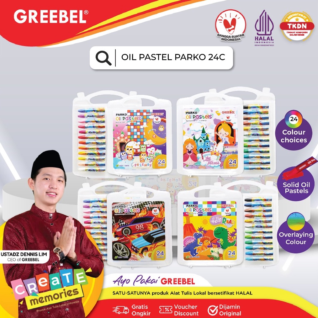 

KODE F46Q PARKO OIL PASTEL isi 24 WARNA PARKO Crayon Krayon Art untuk Sekolah Anak professional